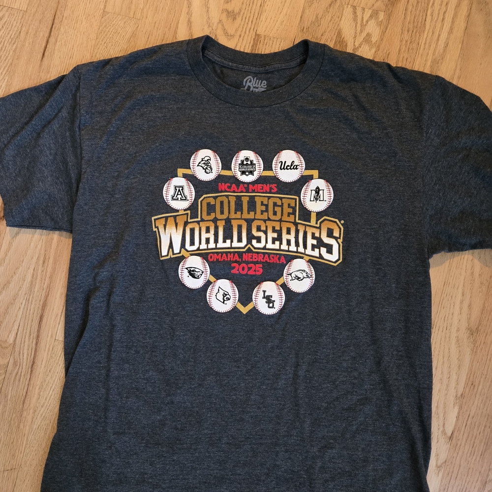 Mens Tshirt 2025 NCAA world Series Baseball Omaha,  Ne 2025, Size Large
